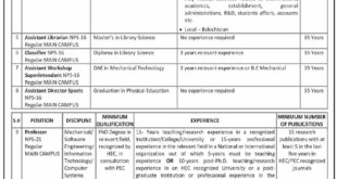 Balochistan University of Engineering And Technology Jobs